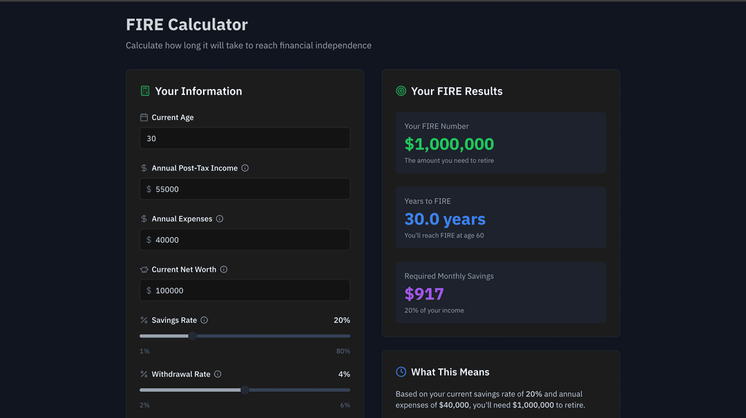 FIRE Number Calculator Preview